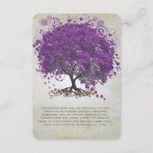 Paarse heart Leaf Tree Weddenschapskaart Informatiekaartje (Achterkant)