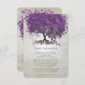 Paarse heart Leaf Tree Weddenschapskaart Informatiekaartje (Voorkant / Achterkant)