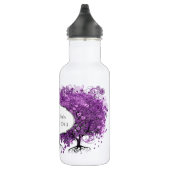 Paarse Heart Leaf Tree Wedding Waterfles (Rechts)