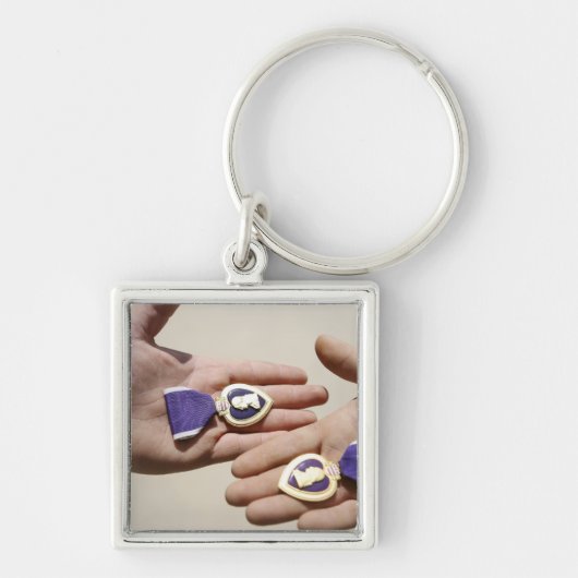 Paarse Heart-ontvangers tonen hun medailles Sleutelhanger (Voorkant)