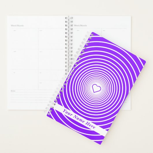 Paarse Heart Planner Aangepaste tekst en kleuren (Display)
