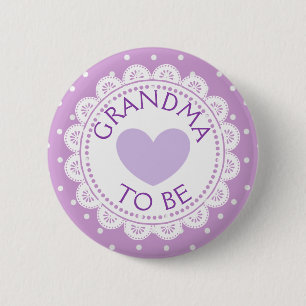 Paarse Heart Polka Dot Grandma om Button te worden