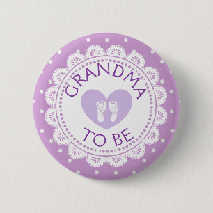 Paarse Heart Polka Dot Grandma om Button te worden