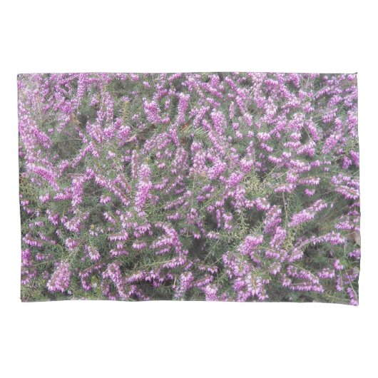 Paarse Heather Floral Kussensloop (Voorkant-Links)