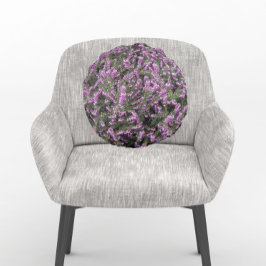  Paarse Heather Floral Rond Kussen
