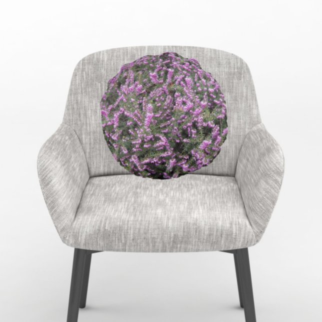  Paarse Heather Floral Rond Kussen (In Situ Chair)