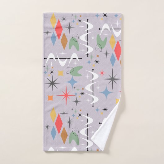 Paarse hedendaagse atoomlijnen en abstracte lijnen bad handdoek (Handdoek)