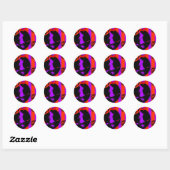 Paarse heks 03 Halloween ronde Sticker (Vel)