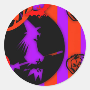 Paarse heks 03 Halloween ronde Sticker