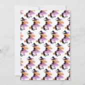 Paarse heks Halloween verjaardagsuitnodiging Kaart (Achterkant)