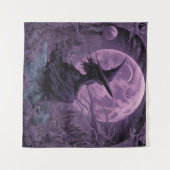 Paarse heks Halloween Wandkleed (Voorkant (horizontaal))