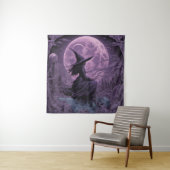 Paarse heks Halloween Wandkleed (In situ)