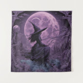 Paarse heks Halloween Wandkleed (Voorkant)