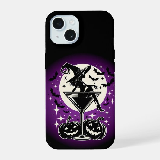 Paarse Heks Martini iPhone 15 Case (Achterkant)