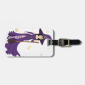 Paarse heks met bezem bagagelabel (Voorkant horizontaal)