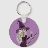 Paarse heks met kaars sleutelhanger (Voorkant)