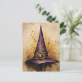 Paarse heks Pet Waterverf Briefkaart (Staand voorkant)