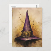 Paarse heks Pet Waterverf Briefkaart (Voorkant / Achterkant)