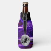 Paarse heks silhouet halloween flesjeskoeler (Fles Achterkant)