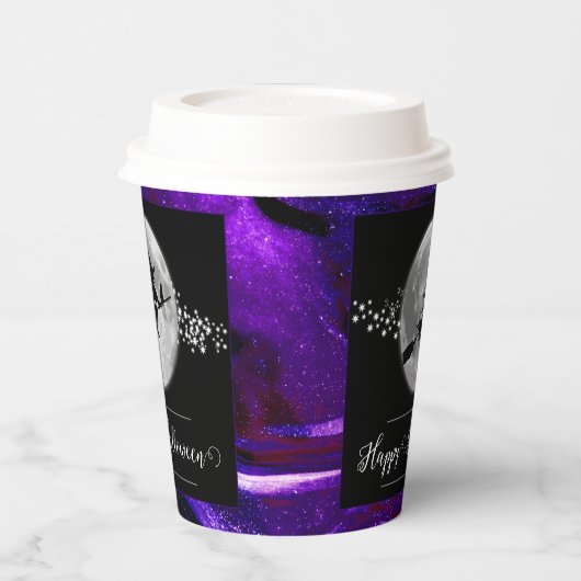 Paarse heks silhouet halloween papieren bekers (Links)