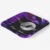 Paarse heks silhouet halloween papieren bordje (Gebogen)