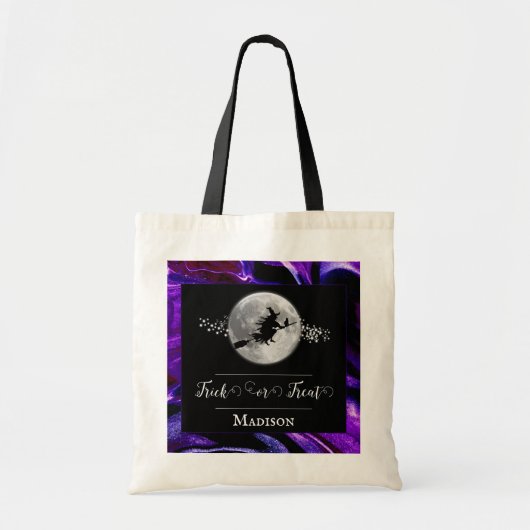 Paarse heks silhouet halloween Trick or treat Tote Bag (Voorkant)