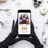 Paarse heks Trick or treat Halloween Party Kaart