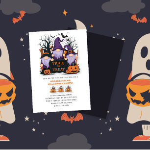 Paarse heks Trick or treat Halloween Party Kaart