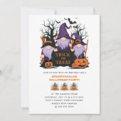 Paarse heks Trick or treat Halloween Party Kaart (Voorkant)