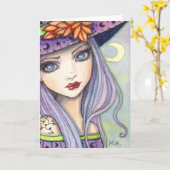 Paarse Heksen Fantasy Kunst Kaart (Gele Bloem)