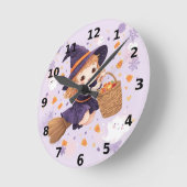Paarse Heksen Halloween Wandklok (Hoek)