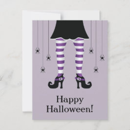 Paarse Heksenbenen En Spinnen Gelukkig Halloween T Briefkaart