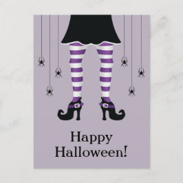 Paarse Heksenbenen En Spinnen Gelukkig Halloween T Briefkaart