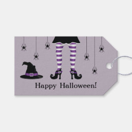 Paarse Heksenbenen En Spinnen Gelukkig Halloween T Cadeaulabel