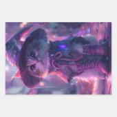 Paarse heksenkatten decoupage inpakpapier vel (Voorkant 2)