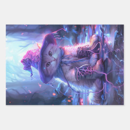 Paarse heksenkatten decoupage inpakpapier vel