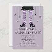 Paarse heksenpoten en spinnen blij Halloween Kaart (Voorkant)