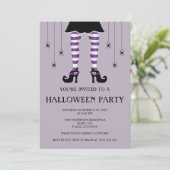 Paarse heksenpoten en spinnen blij Halloween Kaart (Staand voorkant)