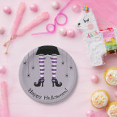 Paarse heksenpoten en spinnen blij Halloween Papieren Bordje (Feest)