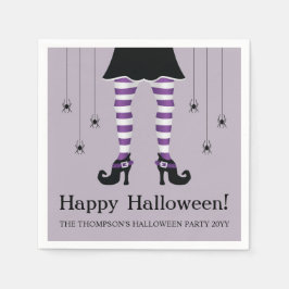 Paarse heksenpoten en spinnen blij Halloween Servet