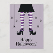 Paarse heksenpoten en spinnen blij Halloween tekst Briefkaart (Voorkant)