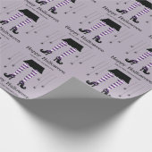 Paarse heksenpoten en spinnen Halloween patroon Cadeaupapier (Hoek)