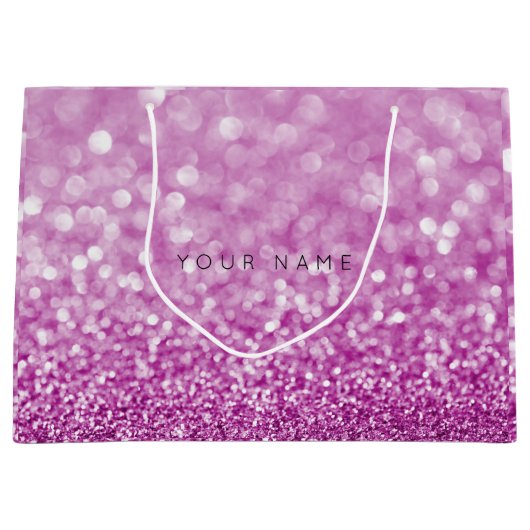 Paarse, heldere, witte glitter voor cadeautas (Voorkant)
