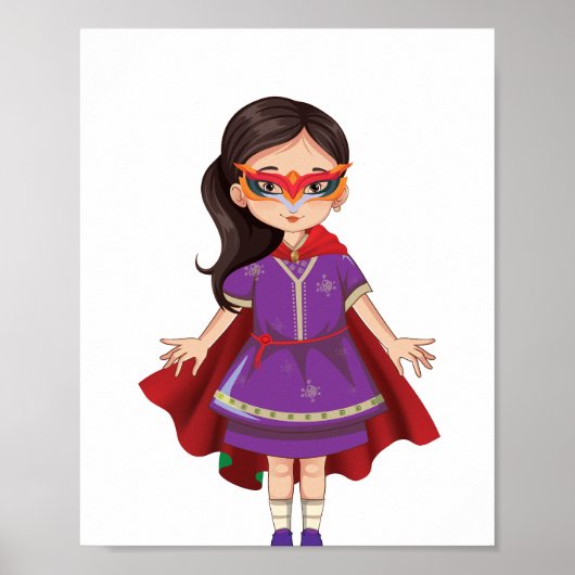 Paarse heldin meisje digitale kunst poster (Voorkant)