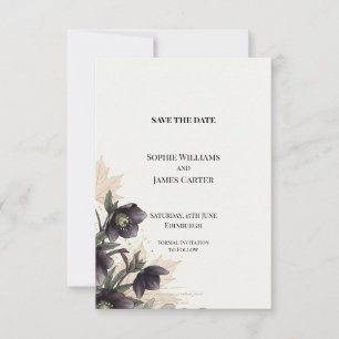 Paarse Hellebore Herfst Bruiloft Save the Date