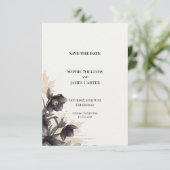 Paarse Hellebore Herfst Bruiloft Save the Date (Staand voorkant)