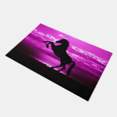 Paarse hemel en water voor zwarte paarden deurmat (Schuin)