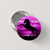 Paarse hemel en water voor zwarte paarden ronde button 3,2 cm (Voorkant /achterkant)