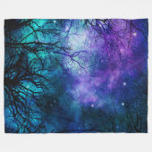 Paarse hemel in het magische bos fleece deken (Voorkant (Horizontaal))