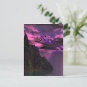 Paarse hemel met vogels 3d briefkaart (Staand voorkant)